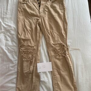 Trendy Tan Ripped Jeans